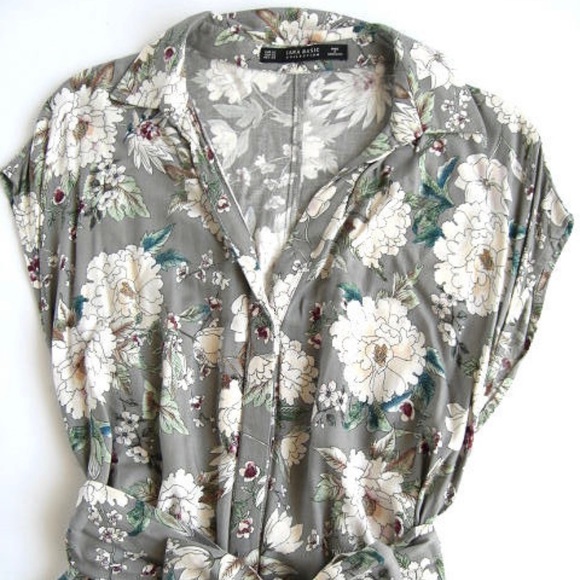 Zara floral print mid dress with belt Boho dress - Picture 2 of 10